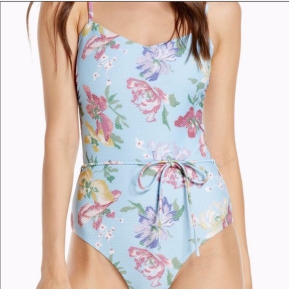 Chelsea28 Other - NWOT Chelsea28 Blue Floral Waist Tie One Piece